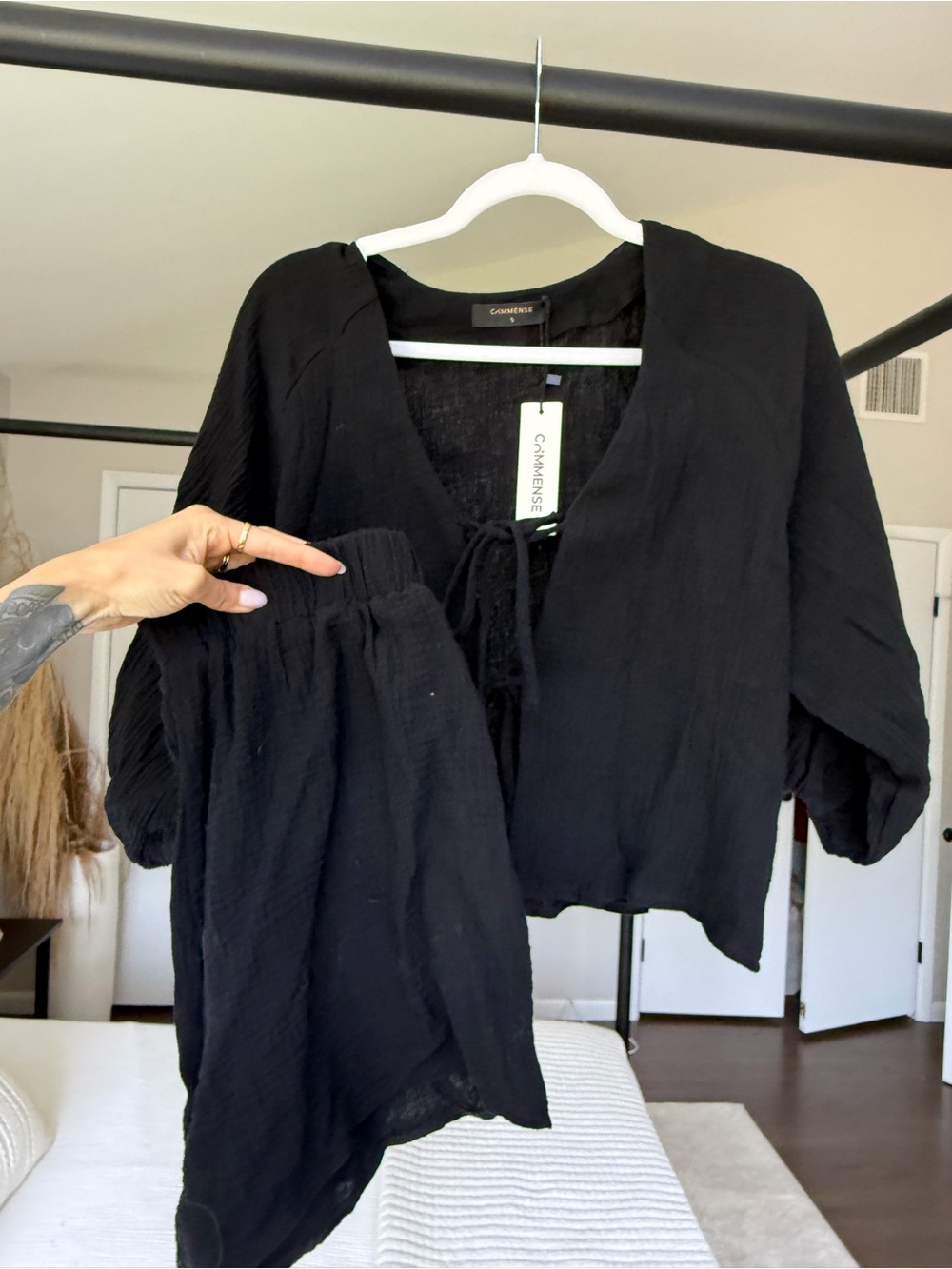 Commense Black Two-Piece Top & Short Set / Co-Ord
